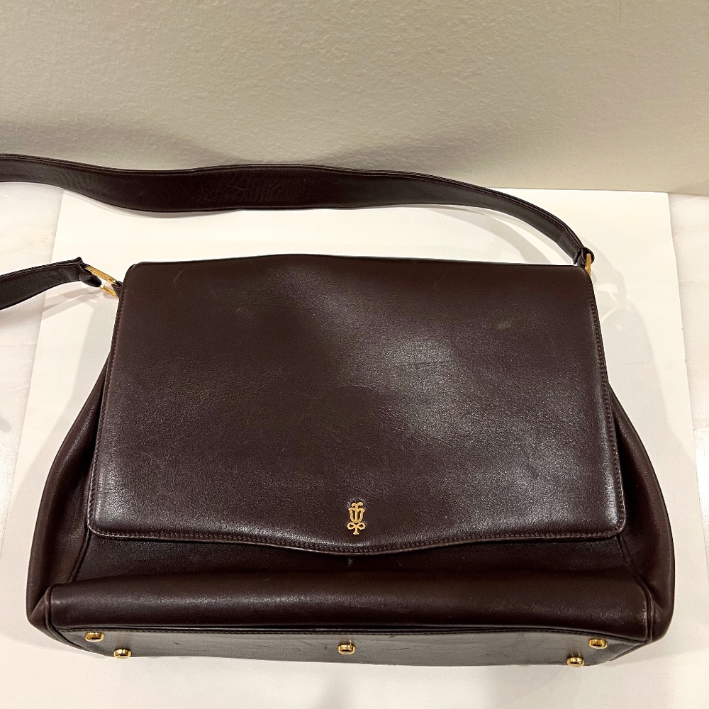 VINTAGE Dark Chocolate Spanish Leather Lladro Crossbody